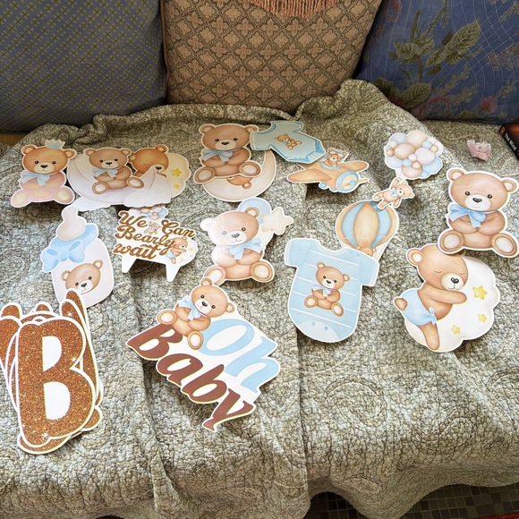 Never Used We Can Bearly Wait Baby Shower Teddy Bear Decorations Boy - Picture 1 of 5